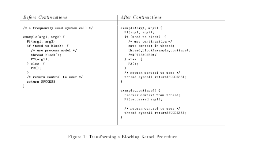 Conversion of Kernel Service To Use Continuations